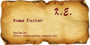 Koma Eszter névjegykártya